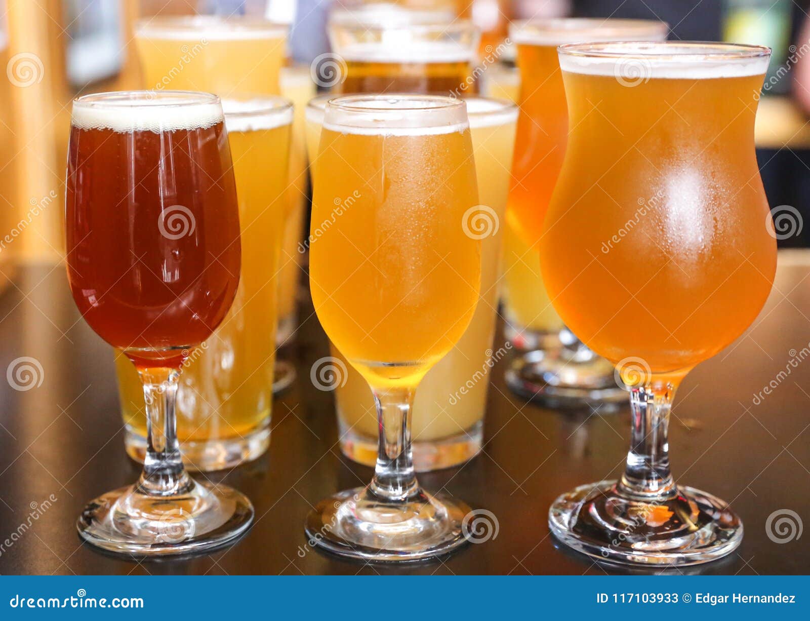 Craft Beer Tasting Flight stock image. Image of glass 117103933