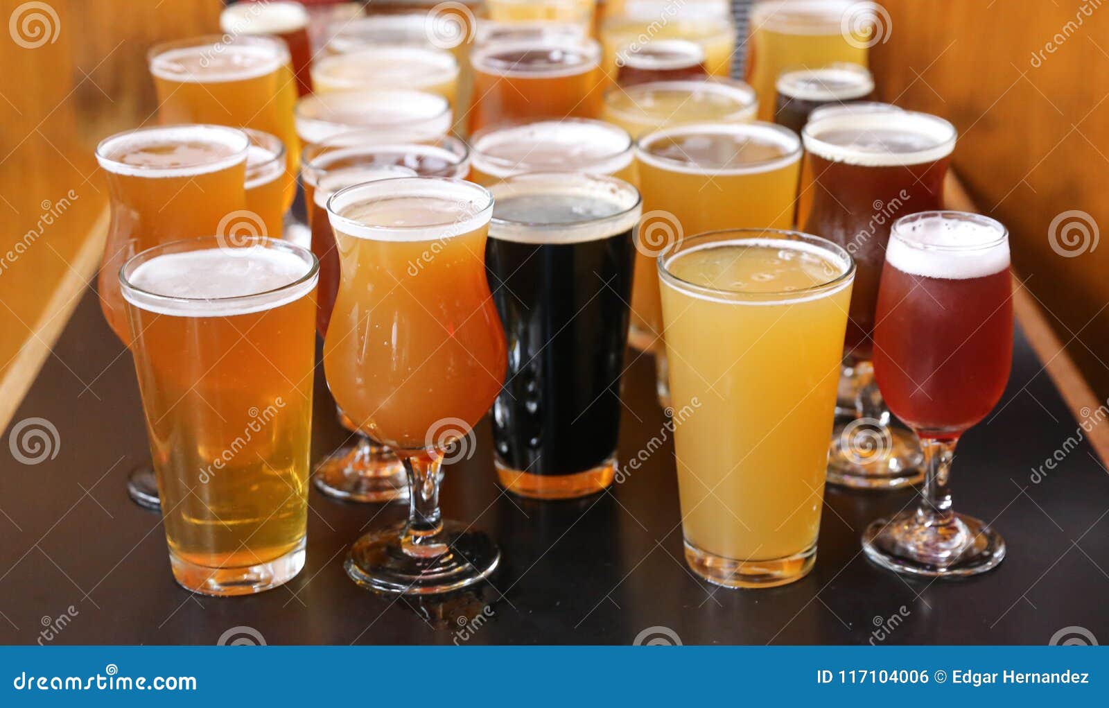 Assorted Craft Beer Tasting Flight Stock Photo Image of glass, pint 117104006