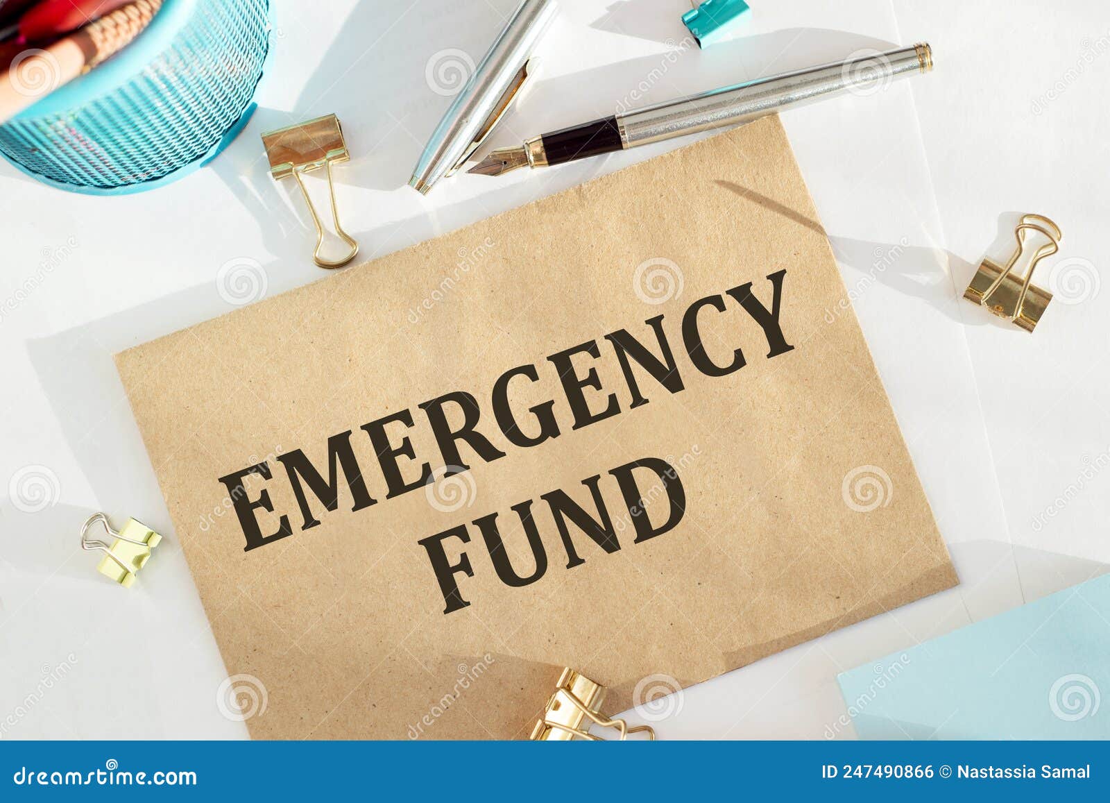 Craft Envelope with Text Written EMERGENCY FUND Concept of Money