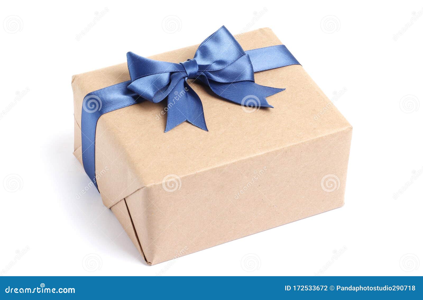 Craft Gift Box with Blue Bow Stock Photo Image of abstract