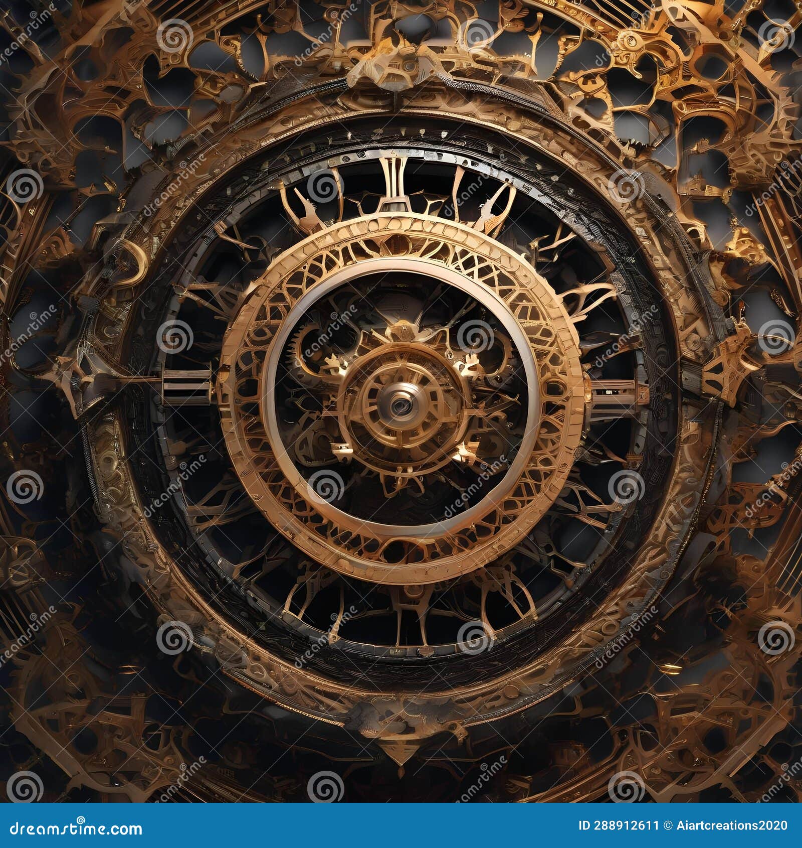 craft a mandala of intricate clockwork, merging gears and springs with organic s1