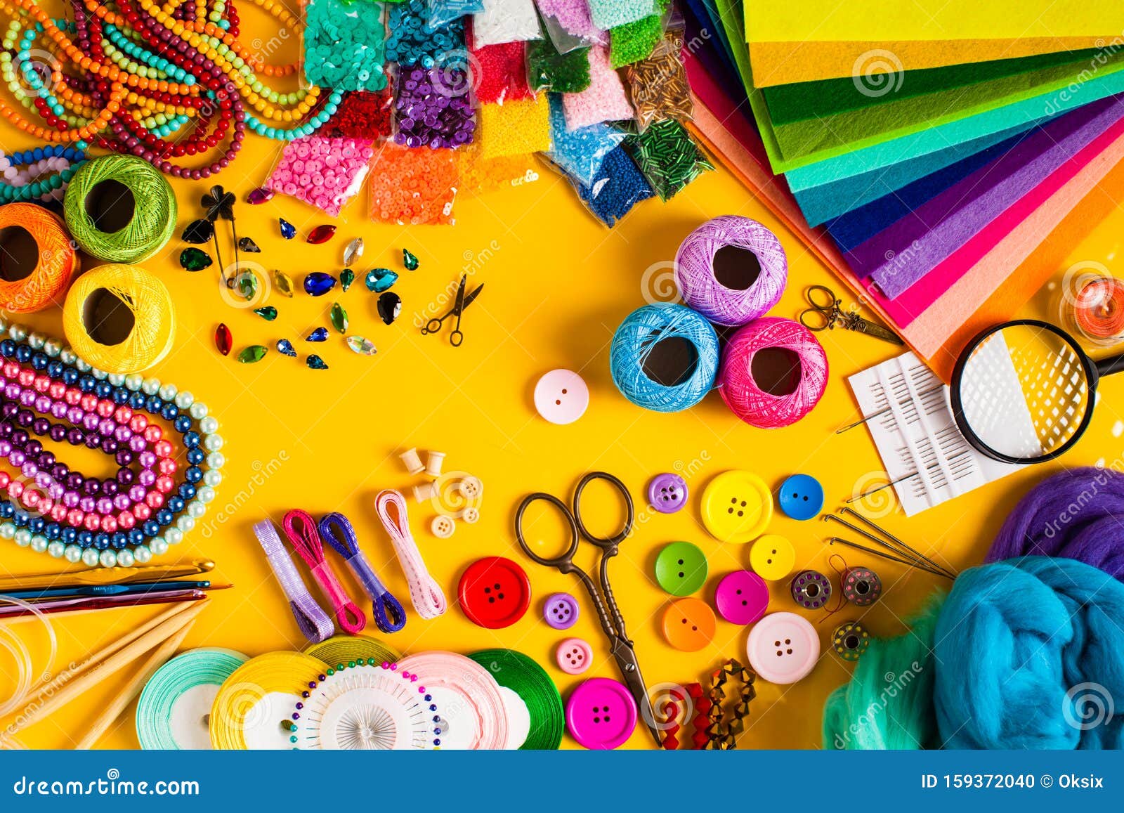 Craft Supplies for Creative Handmade, Top View Set Stock Photo - Image ...