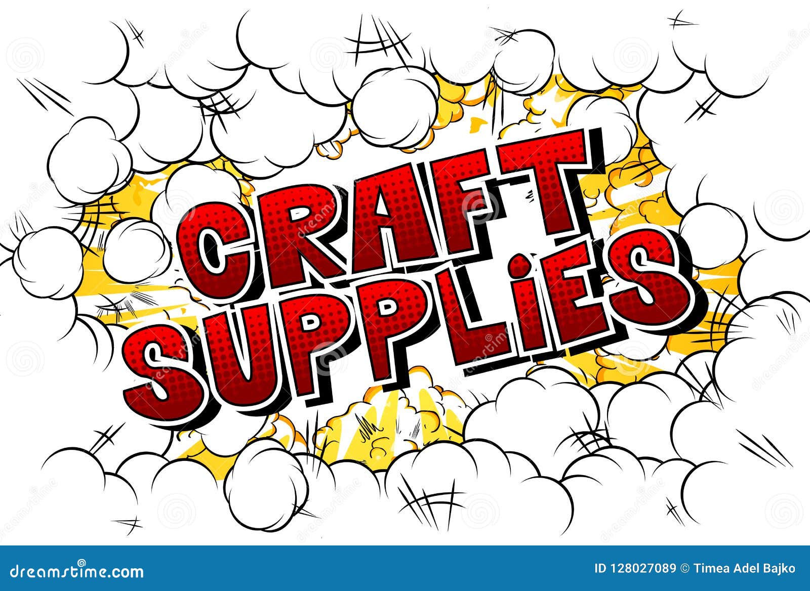 Craft Supplies Comic Book Style Phrase. Stock Illustration