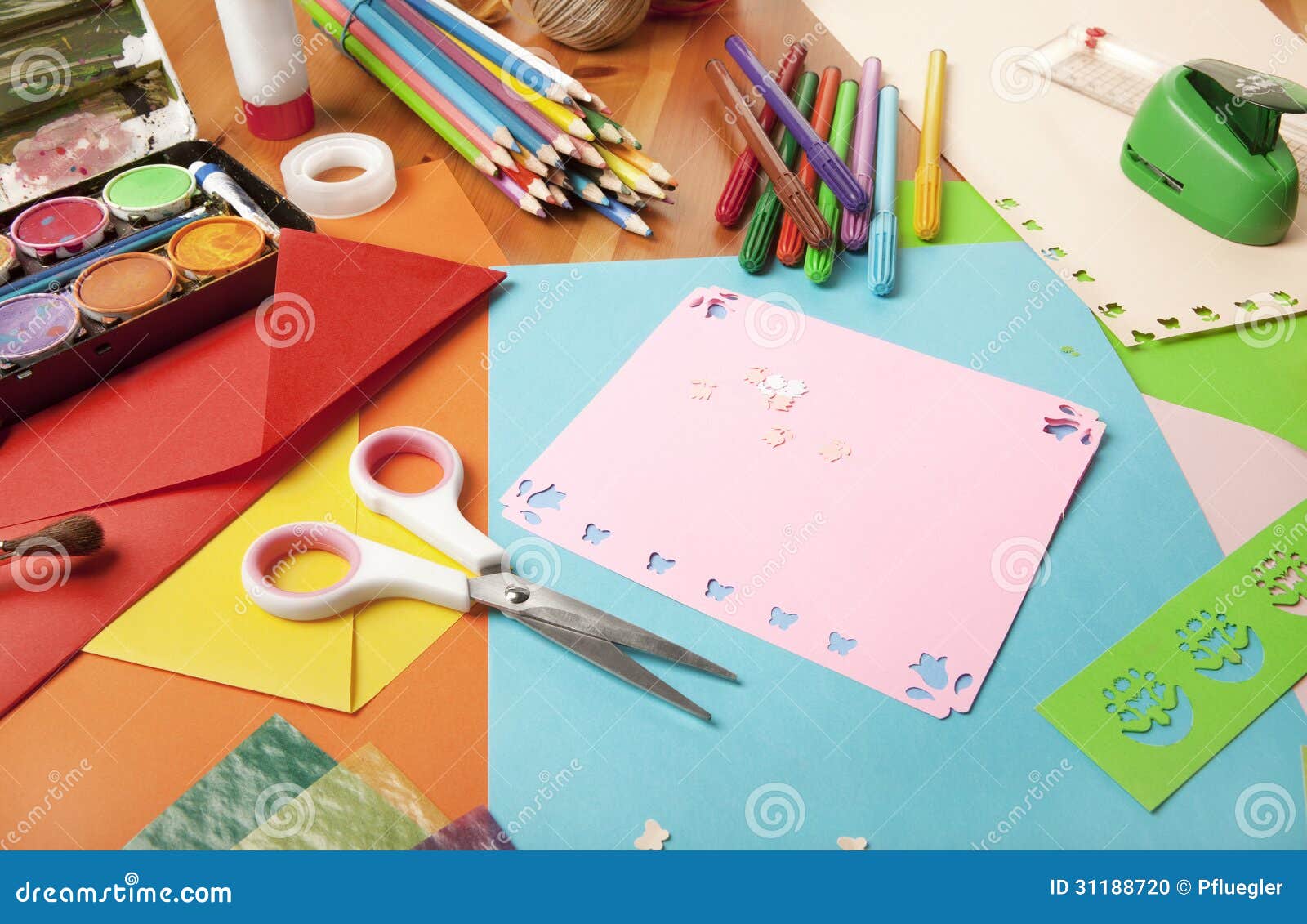 Craft Table With A Lot Of Things Stock Photo - Image: 31188720