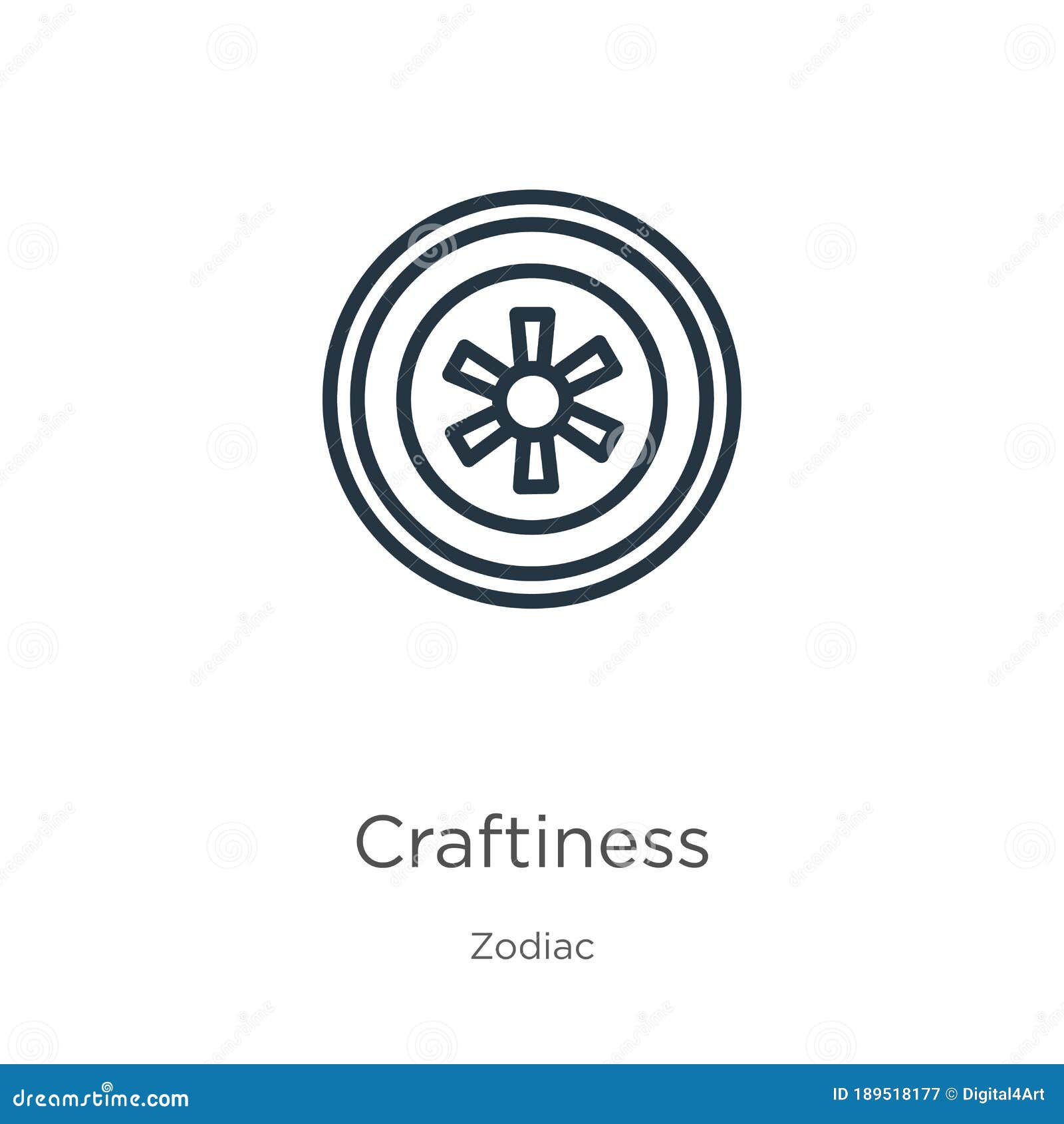 craftiness icon. thin linear craftiness outline icon  on white background from zodiac collection. line  sign, 