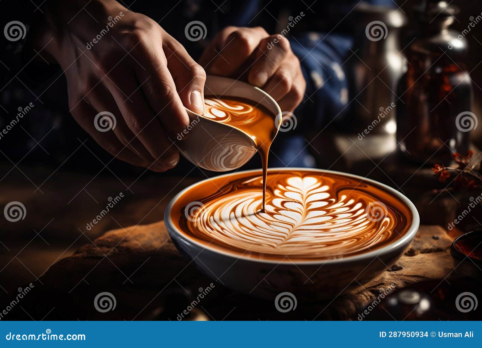 crafting a beautiful coffee latte art. ai
