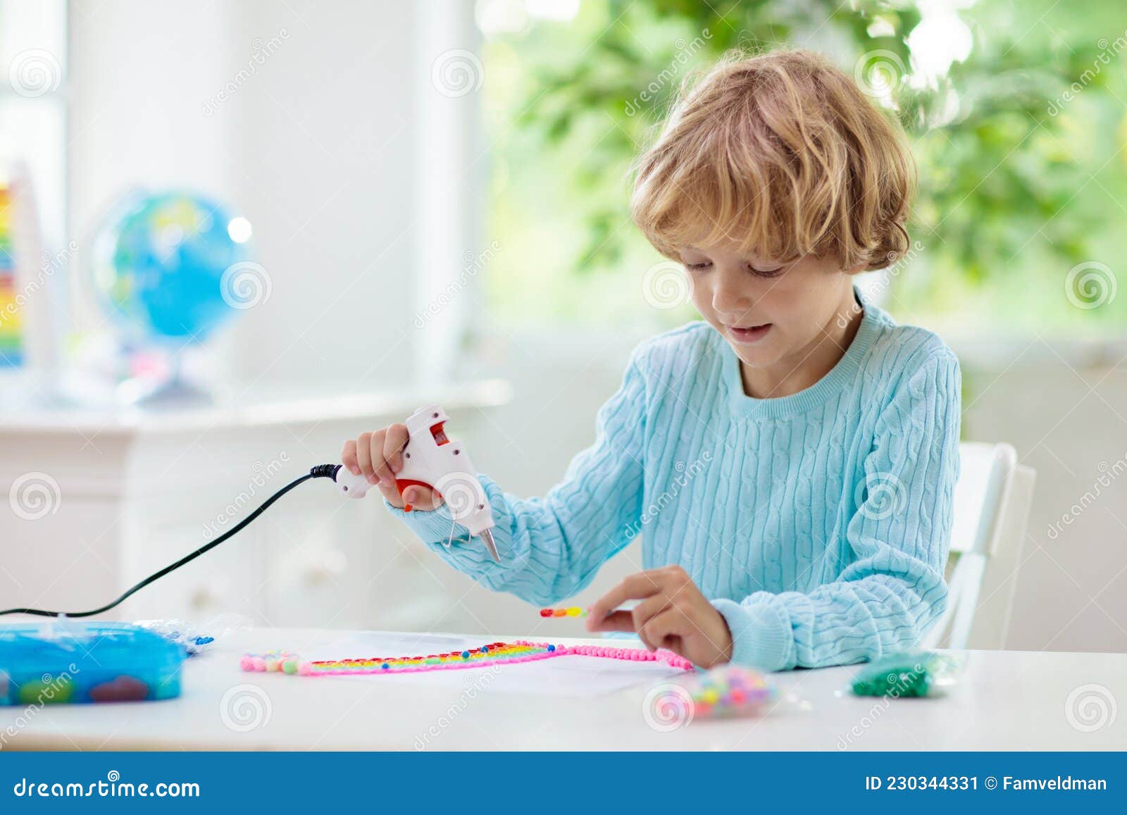 Crafts for Kids. Child with Hot Glue Gun Stock Image - Image of creativity,  craft: 230344331