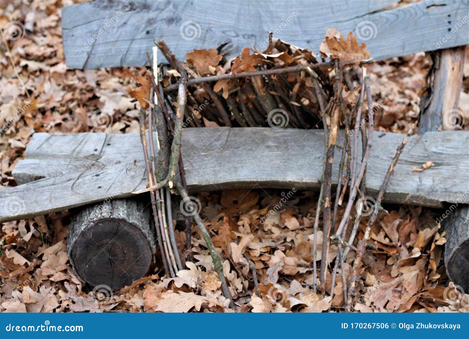 Crafts from Tree Branches, a House Made of Sticks Stock Photo Image