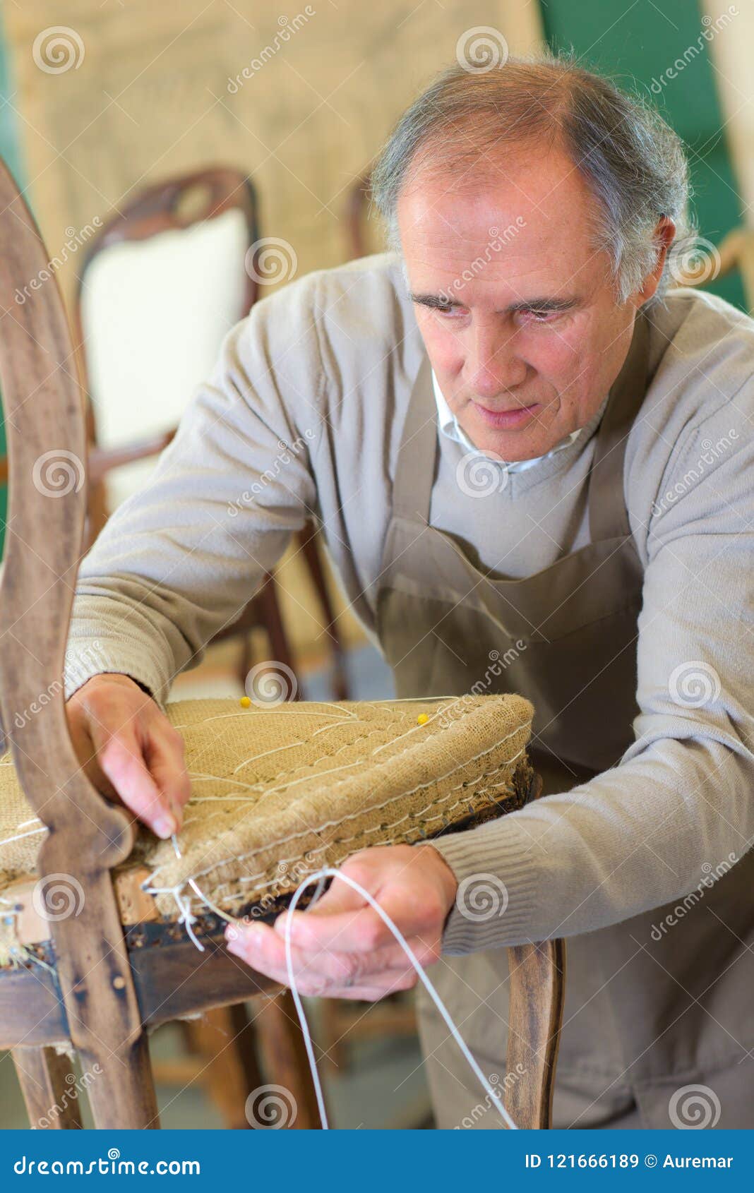 Craftsman Fixing A Chair Stock Image Image Of Injury 121666189