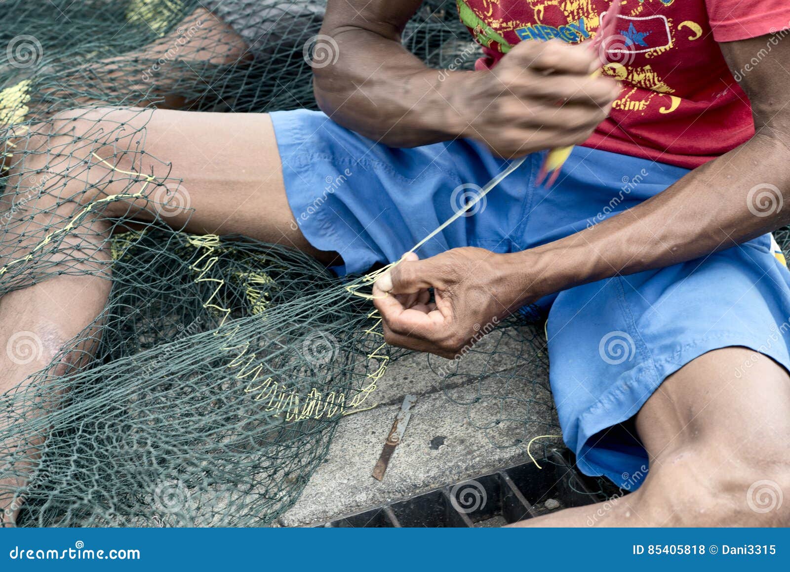 Craftsman Making Fish Nets in Probolinggo, Indonesia Editorial