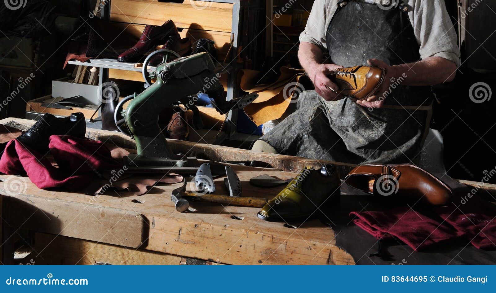 Craftsman Making Luxury Handmade Man Shoes Stock Image Image of