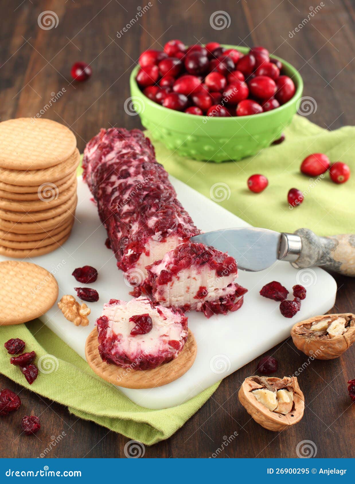 Cranberries Cinnamon Goat Cheese and Crackers Stock Image Image of
