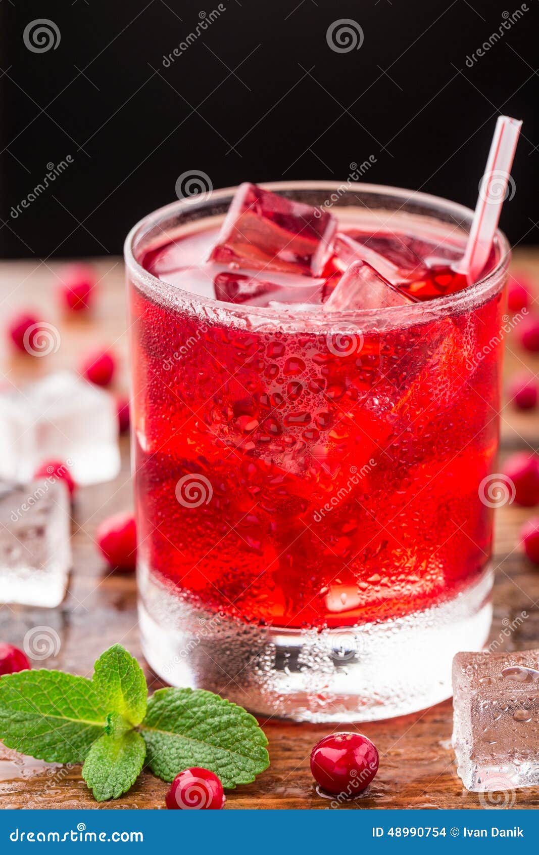 Cranberry Cocktail with Mint Garnish. Stock Photo Image of closeup, glass 48990754