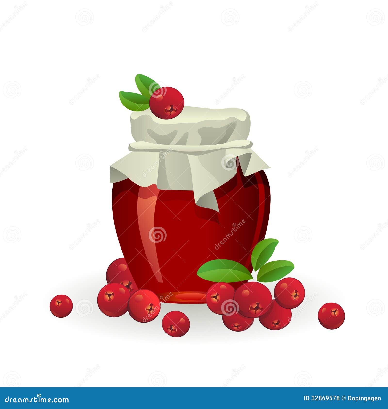 Cranberry Jam Jar With Fresh Berry On White Stock Vector Illustration
