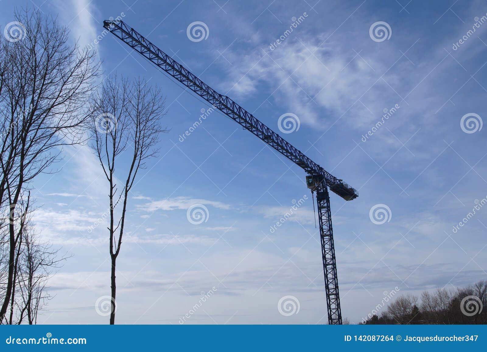 Crane on Blue Sky Construction Site Machine Hoist Stock Photo Image