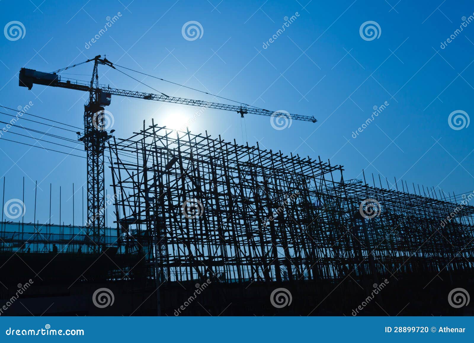 crane and building construction site