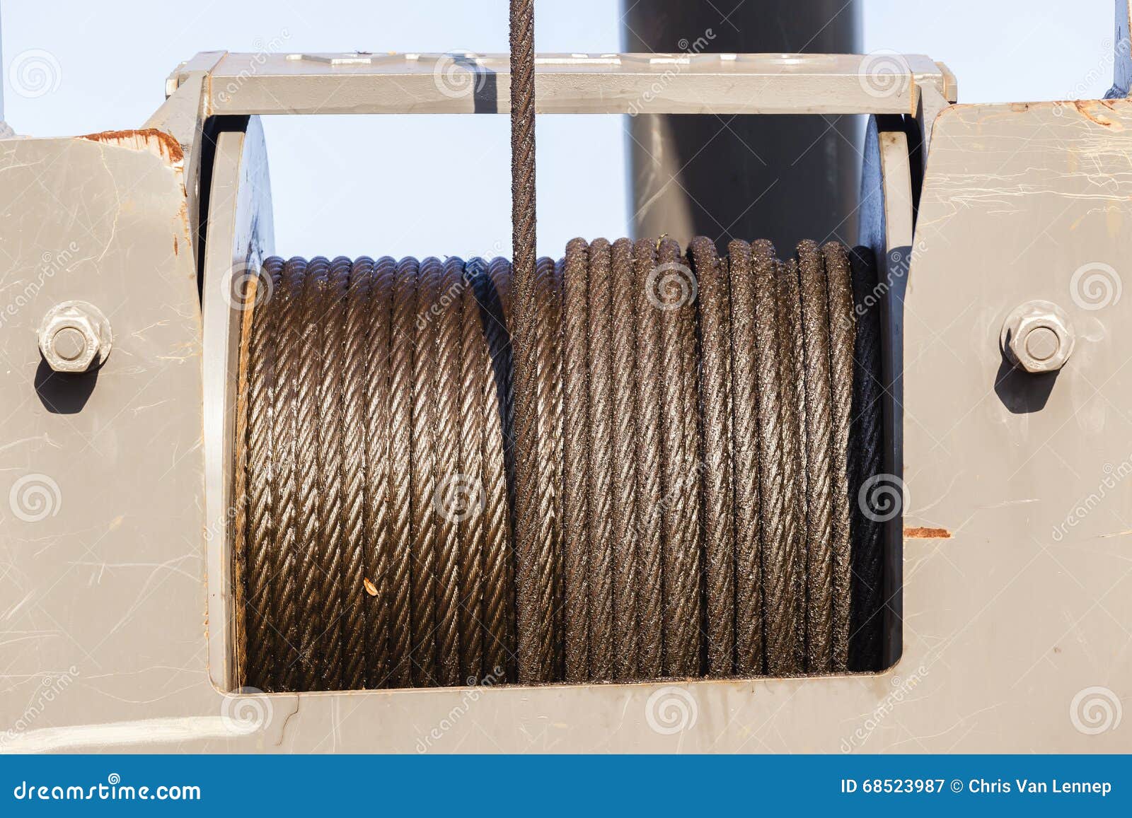 Crane Cable Steel Drum imagen de archivo. Imagen de engrasado 68523987