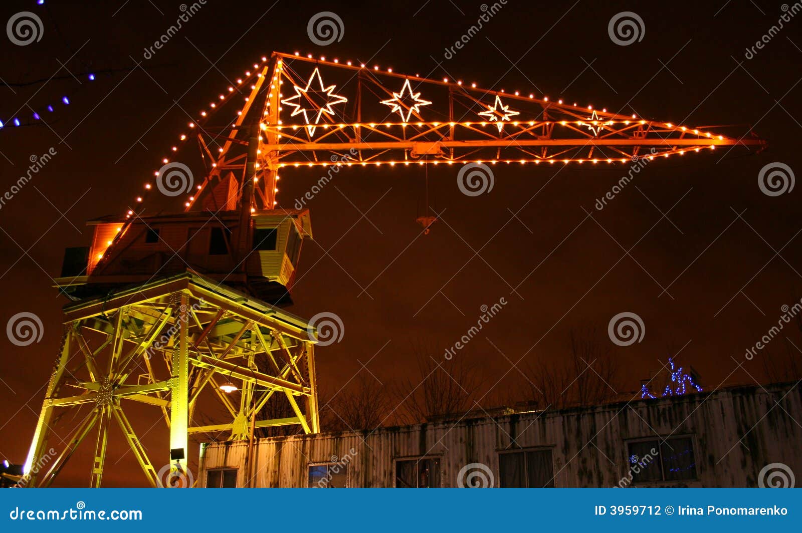 Crane With Christmas Lights Stock Photography Image 3959712