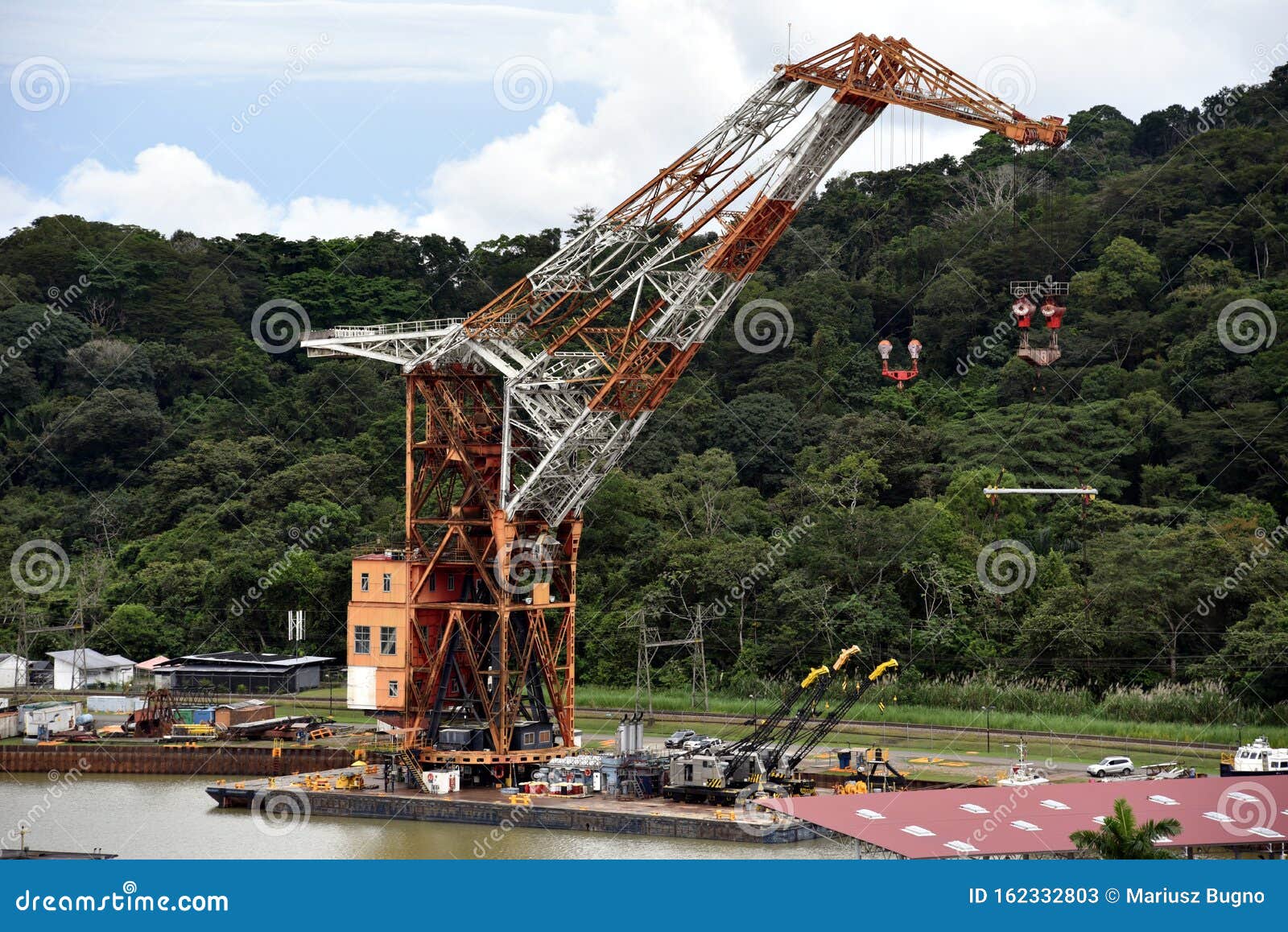 Crane on the Construction Side in Gamboa, Panama Canal. Stock Image