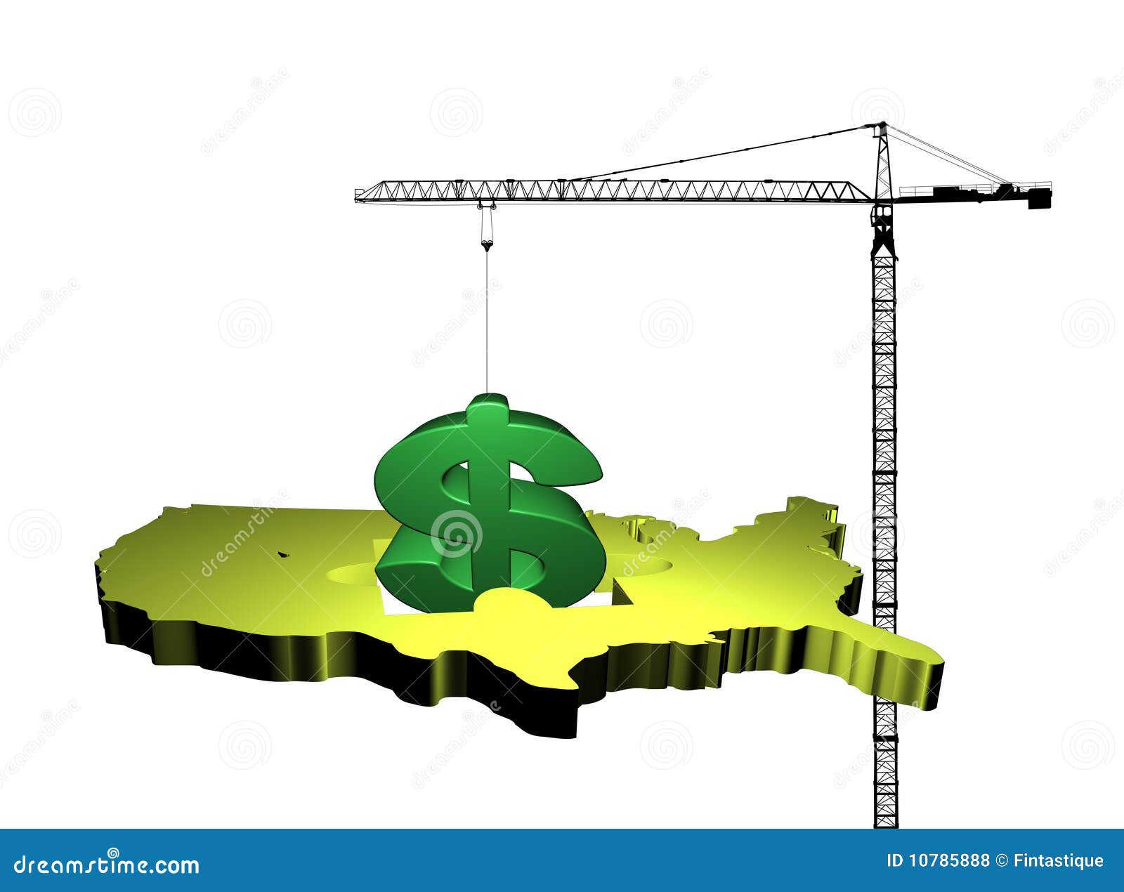 Crane with Dollar and USA Map Stock Illustration Illustration of