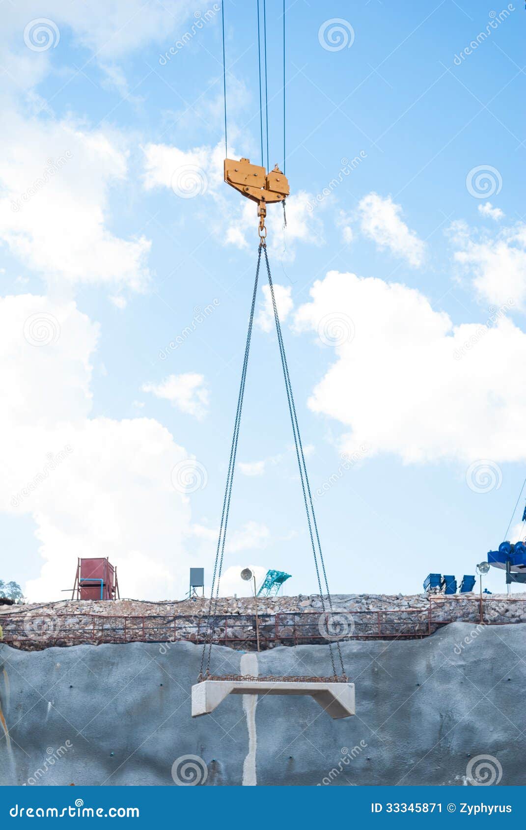 crane hoisting concrete blocks