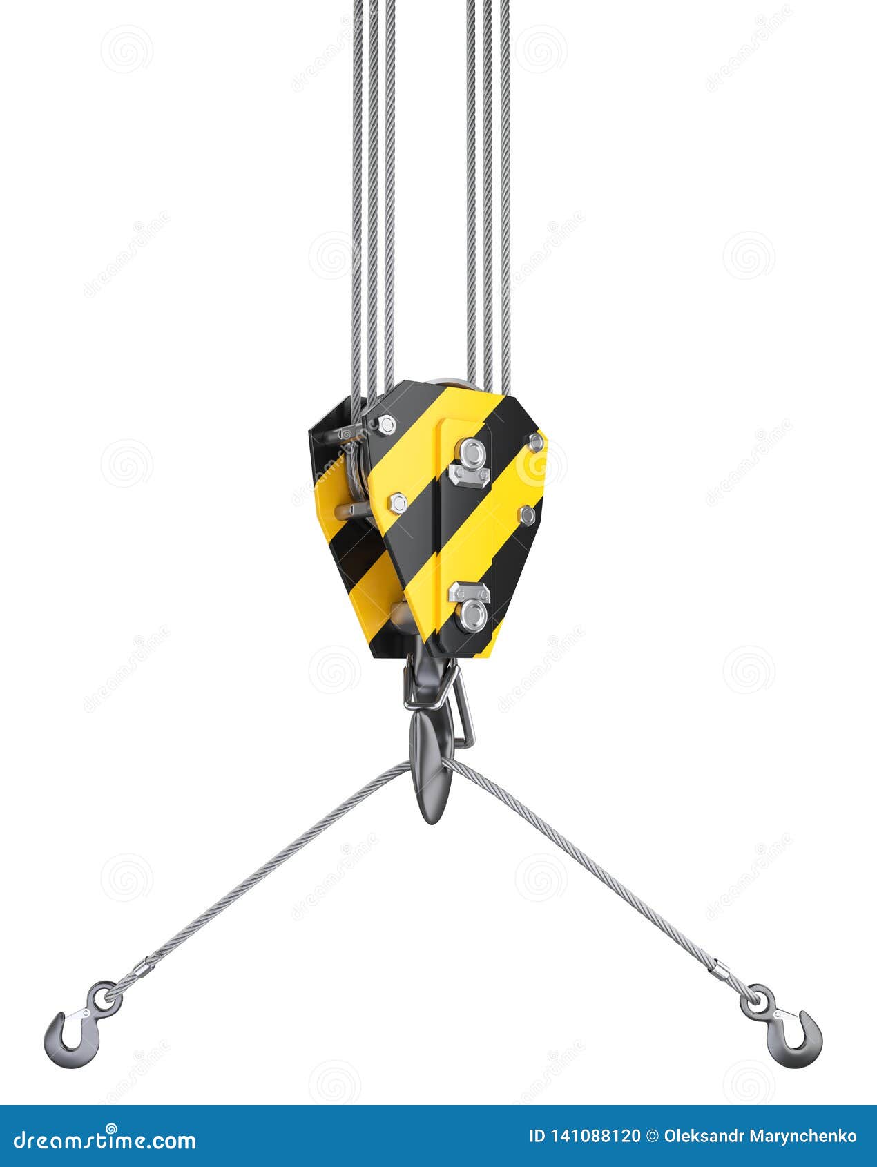 Crane Hook Hanging on Steel Ropes with Two Hooks on the Ring Stock