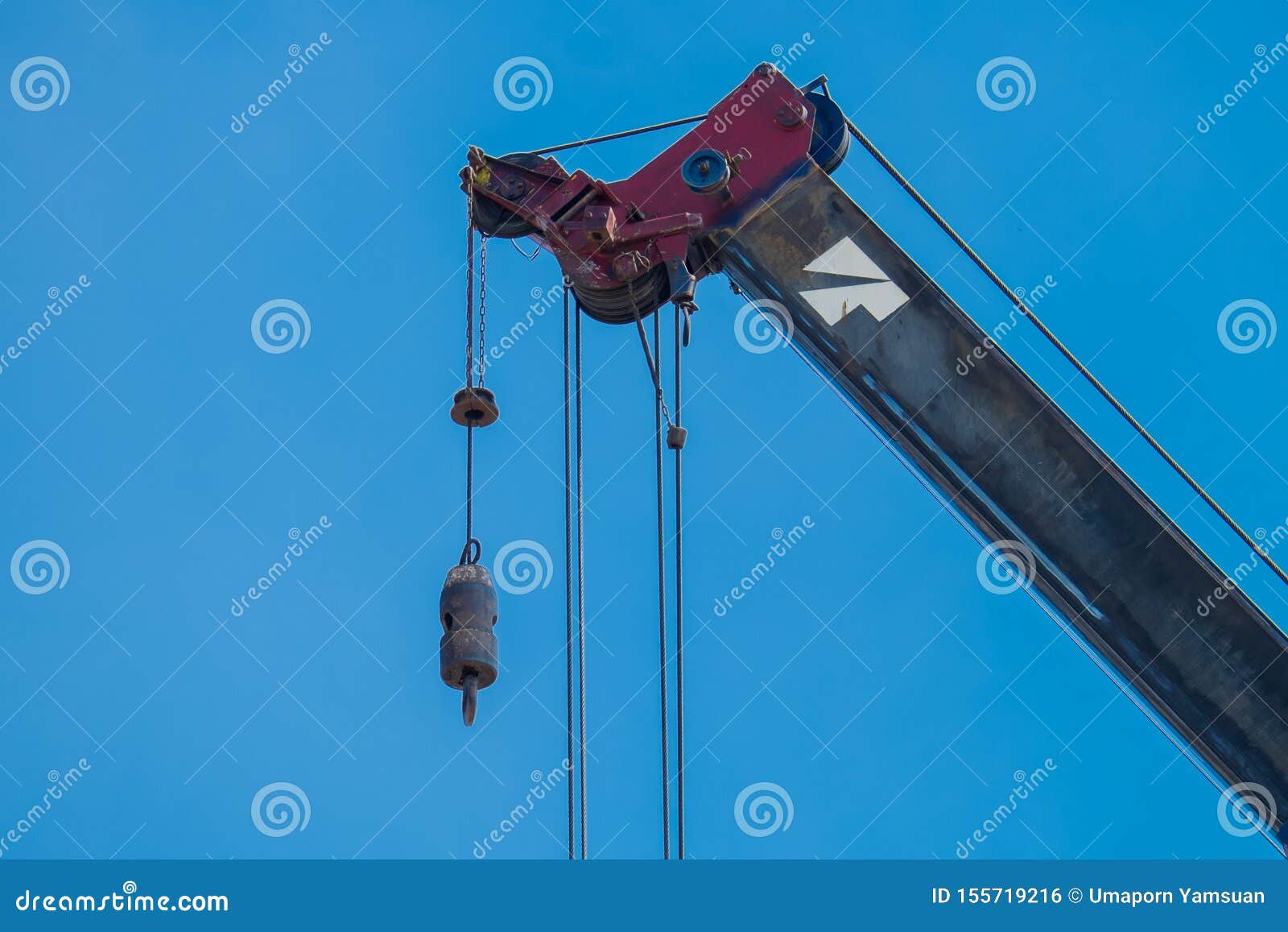 Crane Hook Lifting for Construction on Blue Sky,steel Hook and Chain