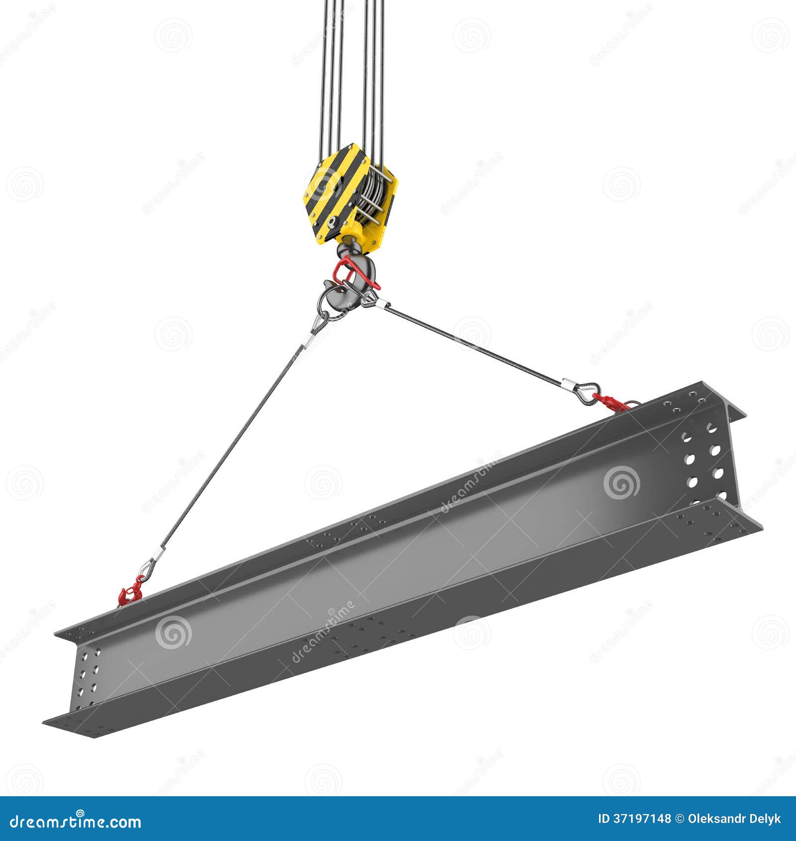 crane hook lifting of steel beam