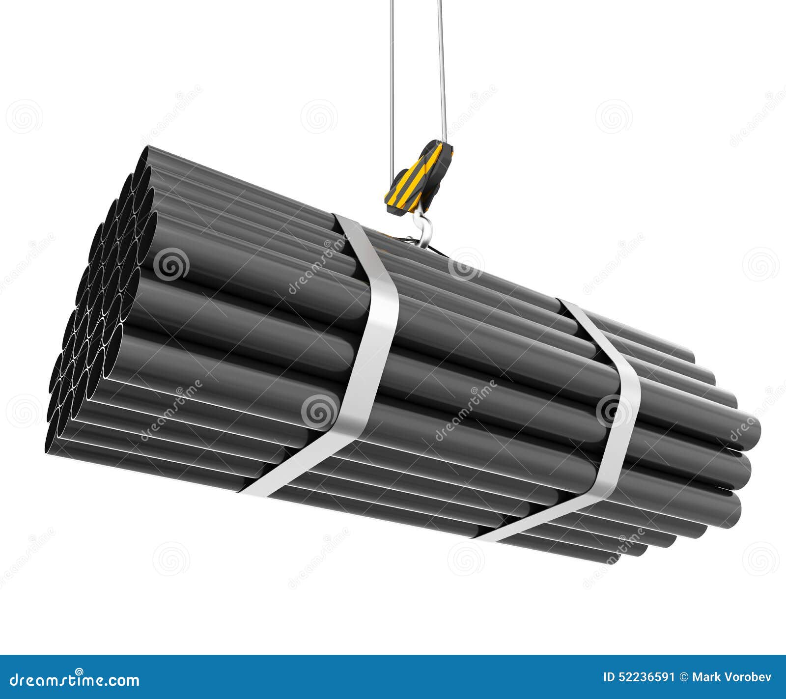 Crane Hook Lifting of Steel Pipes Isolated Stock Illustration
