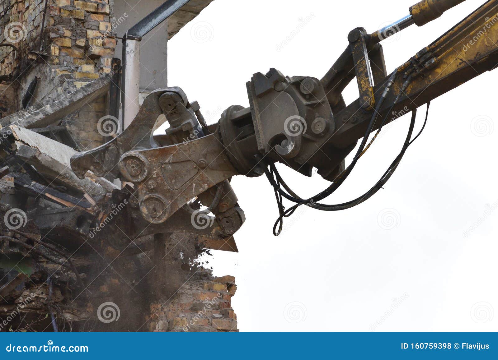 crane with hydraulic scissors closeup