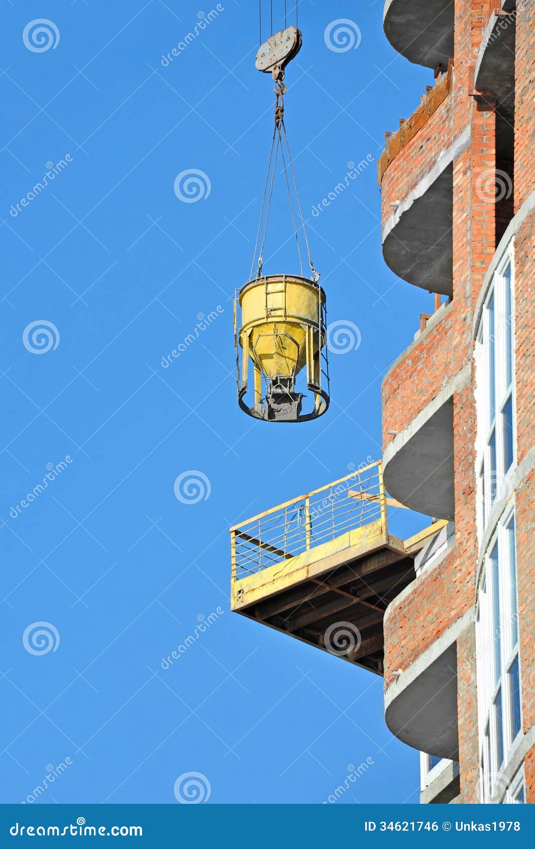 Crane Lifting Cement Mixing Container Stock Photo - Image of industry