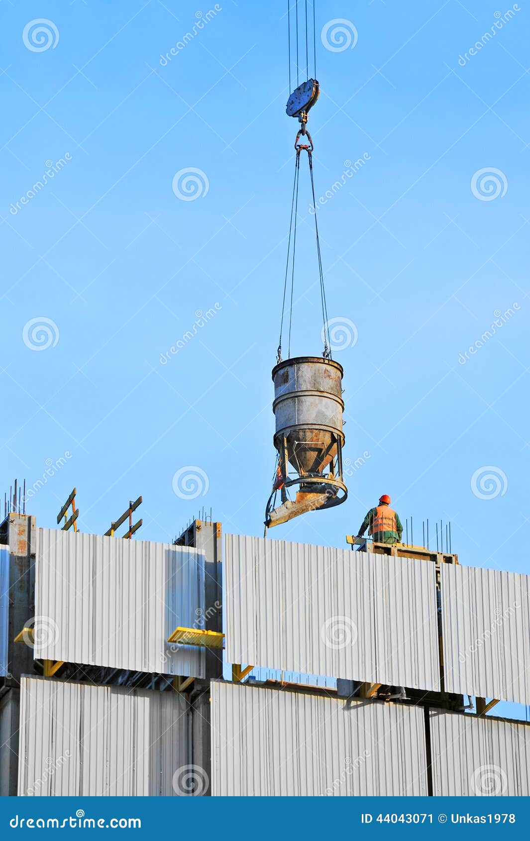 Crane Lifting Cement Mixing Container Stock Image - Image of girder