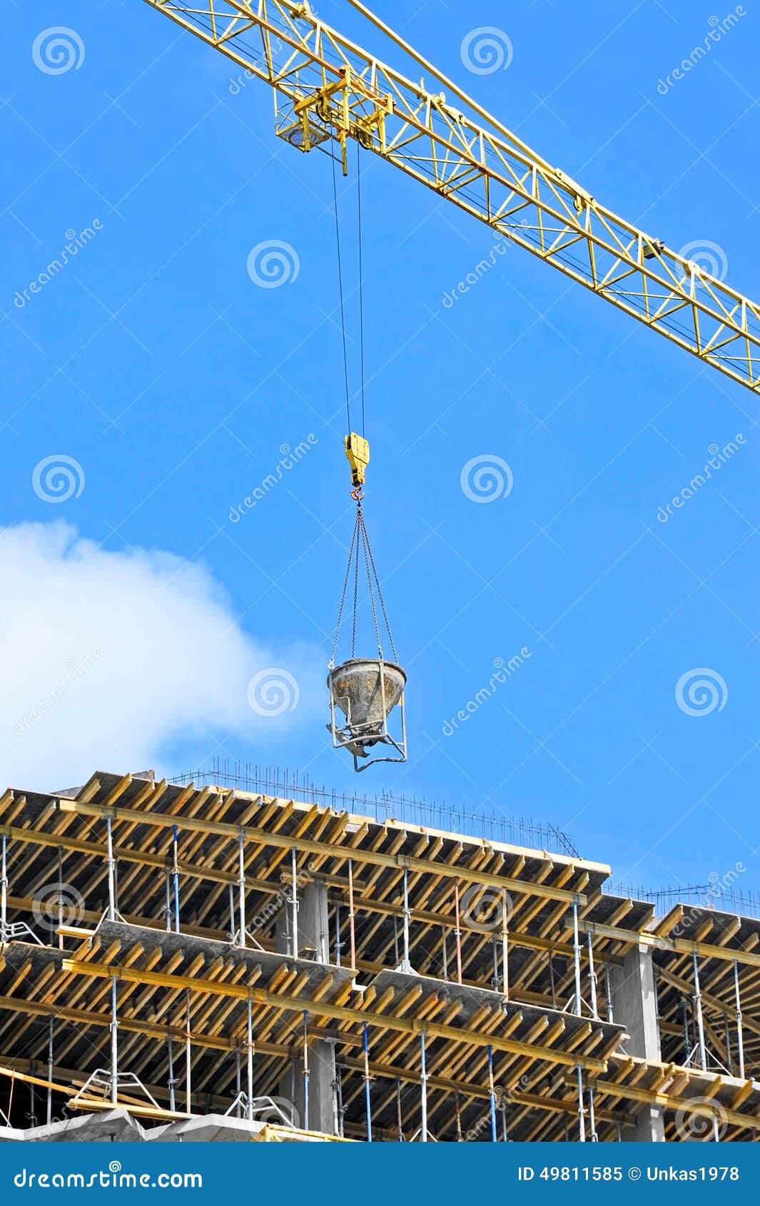 Crane Lifting Cement Mixing Container Stock Image - Image of cement