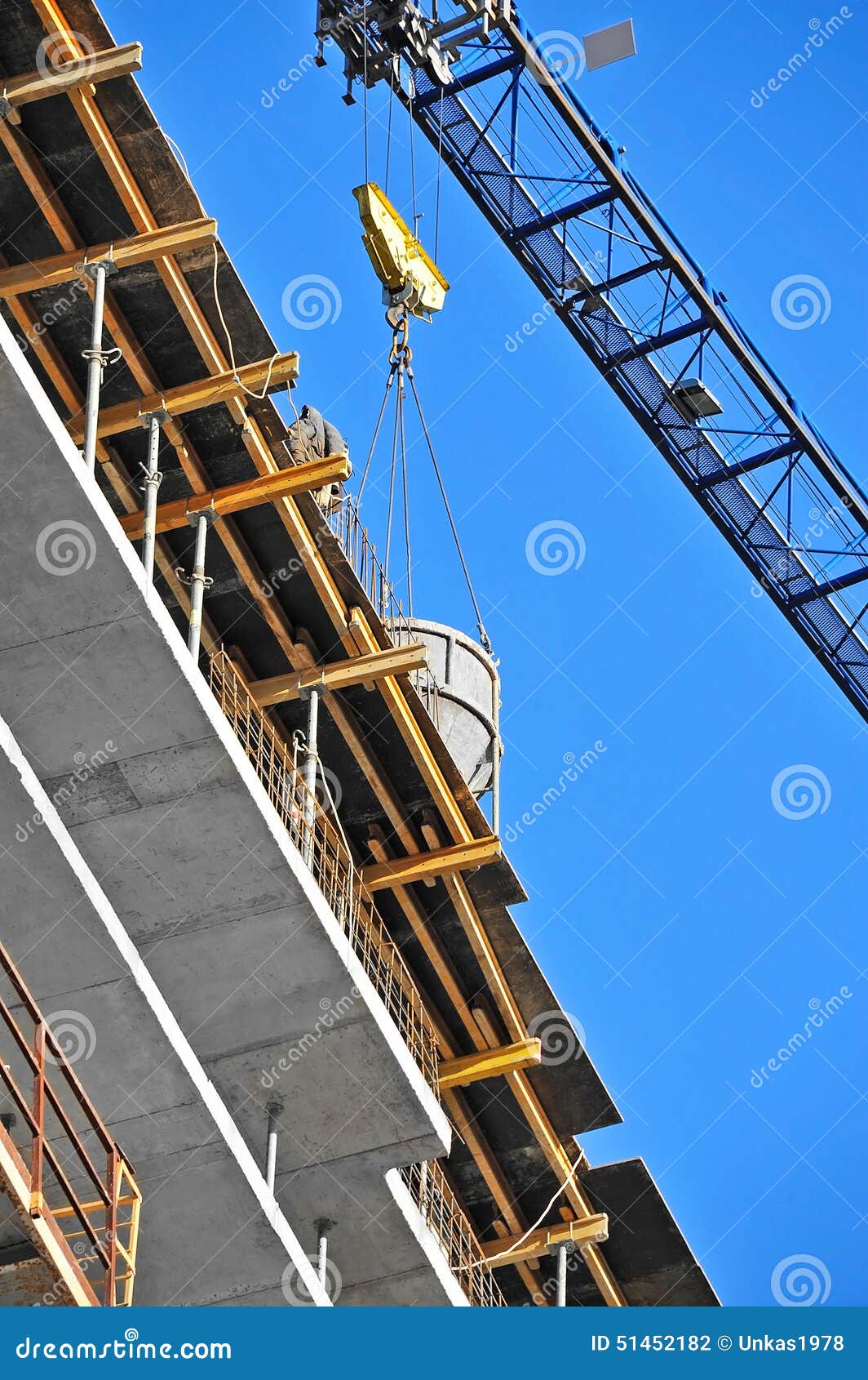 Crane Lifting Cement Mixing Container Stock Photo - Image of material