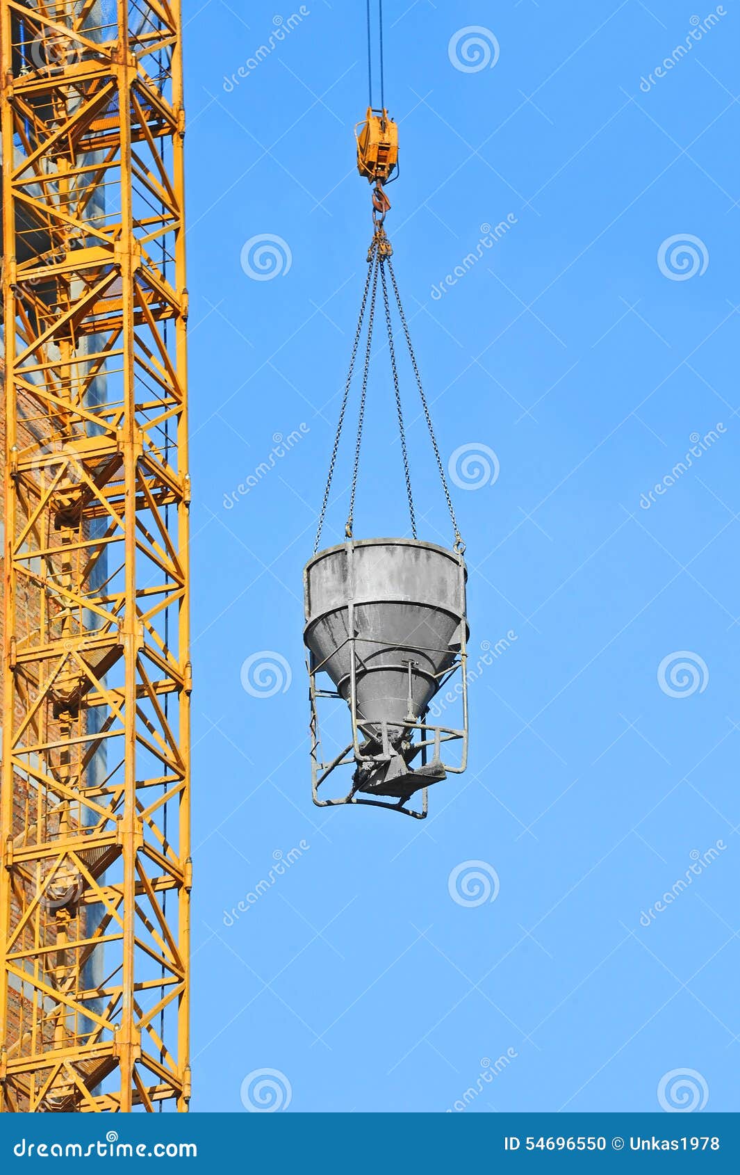 Crane Lifting Cement Mixing Container Stock Photo - Image of blue, lift