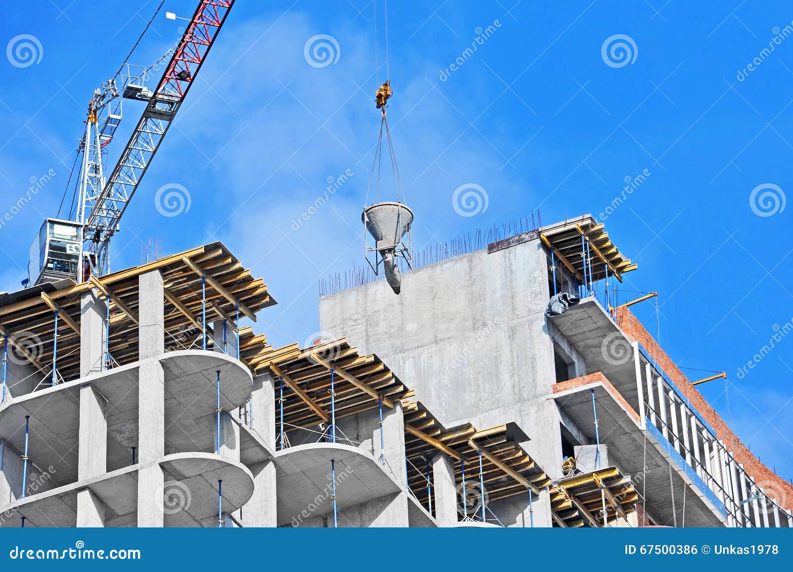 Crane Lifting Cement Mixing Container Stock Photo - Image of container