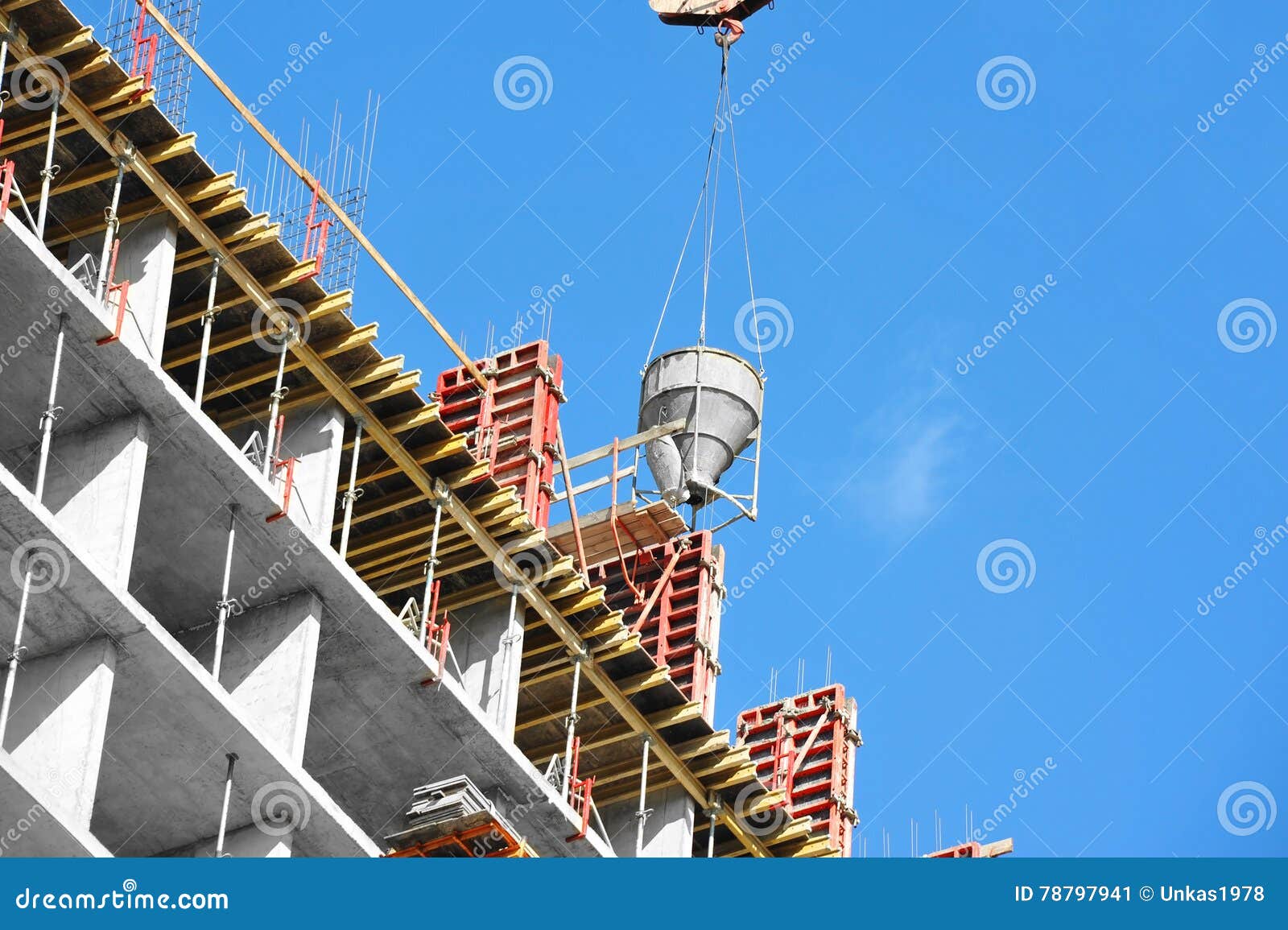 Crane Lifting Cement Mixing Container Stock Image - Image of hoisting