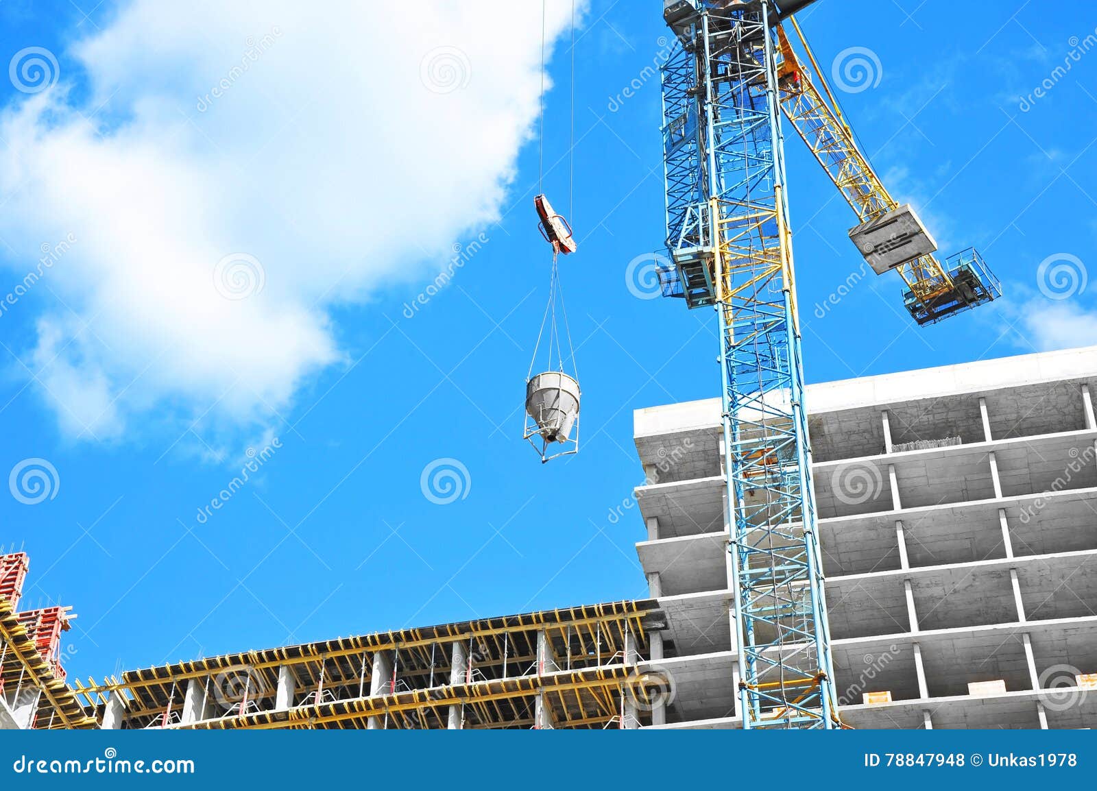 Crane Lifting Cement Mixing Container Stock Photo - Image of crane