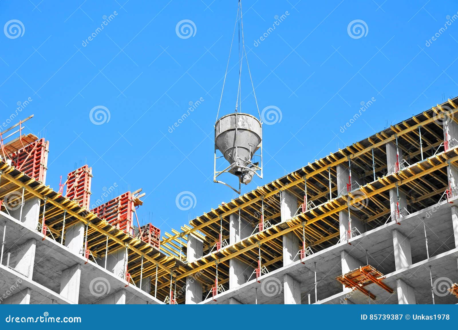 Crane Lifting Cement Mixing Container Stock Image - Image of industry
