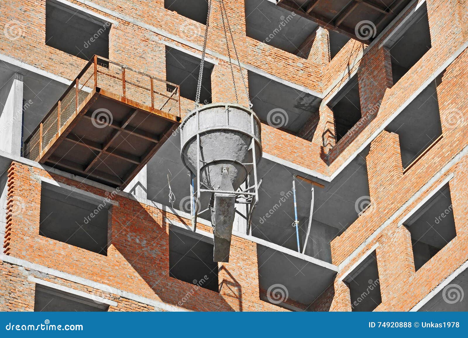 Crane Lifting Cement Mixing Container Stock Photo - Image of iron