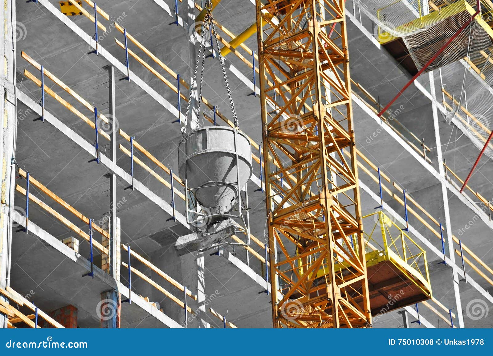 Crane Lifting Cement Mixing Container Stock Photo - Image of lifting