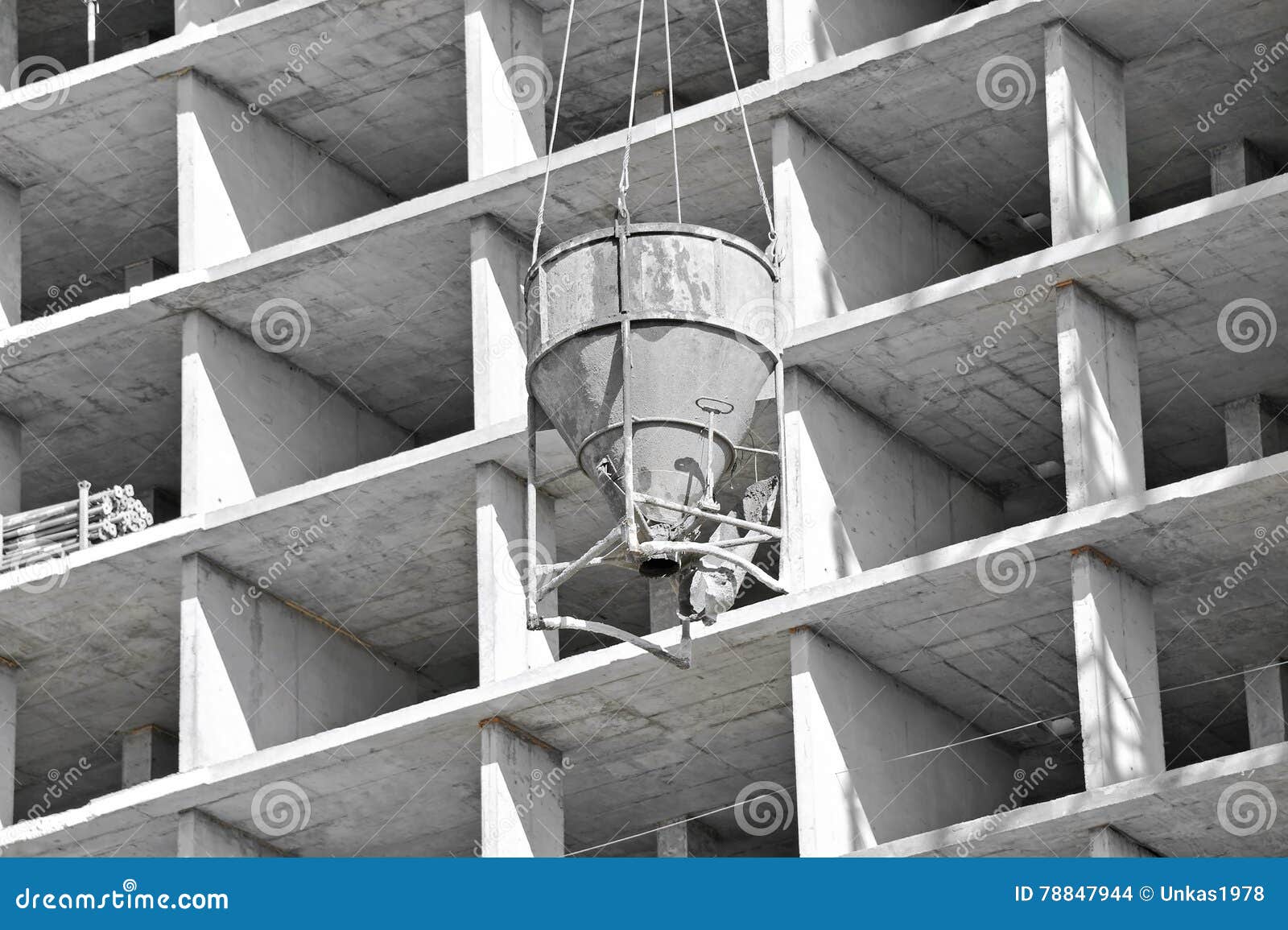 Crane Lifting Cement Mixing Container Stock Photo - Image of lift