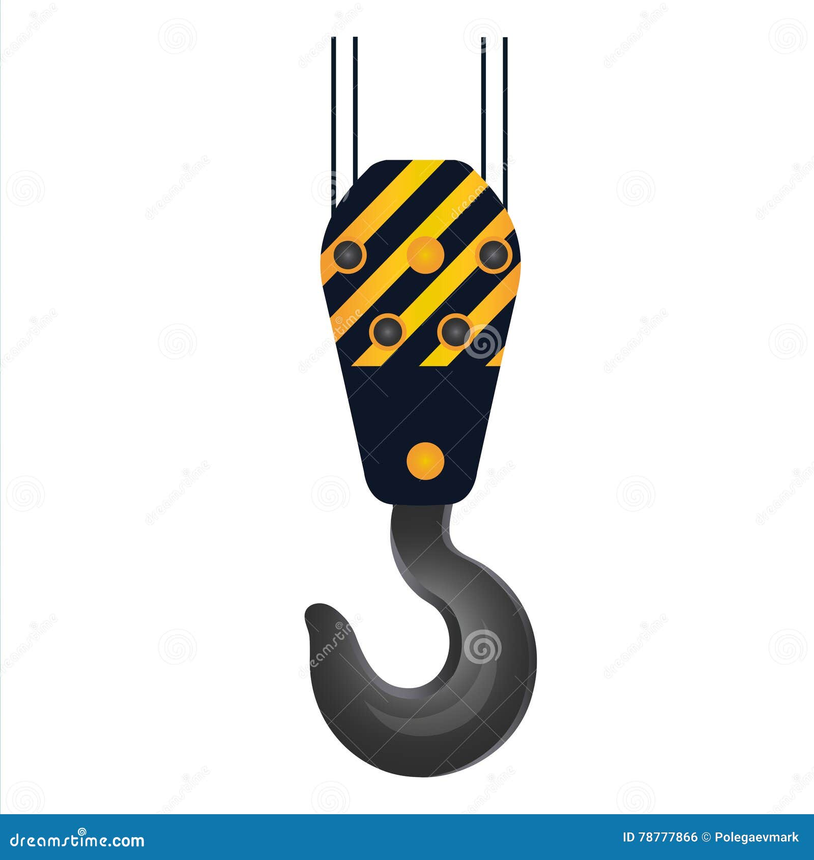 crane lifting hook on wire rope icon. hoist part for grabbing