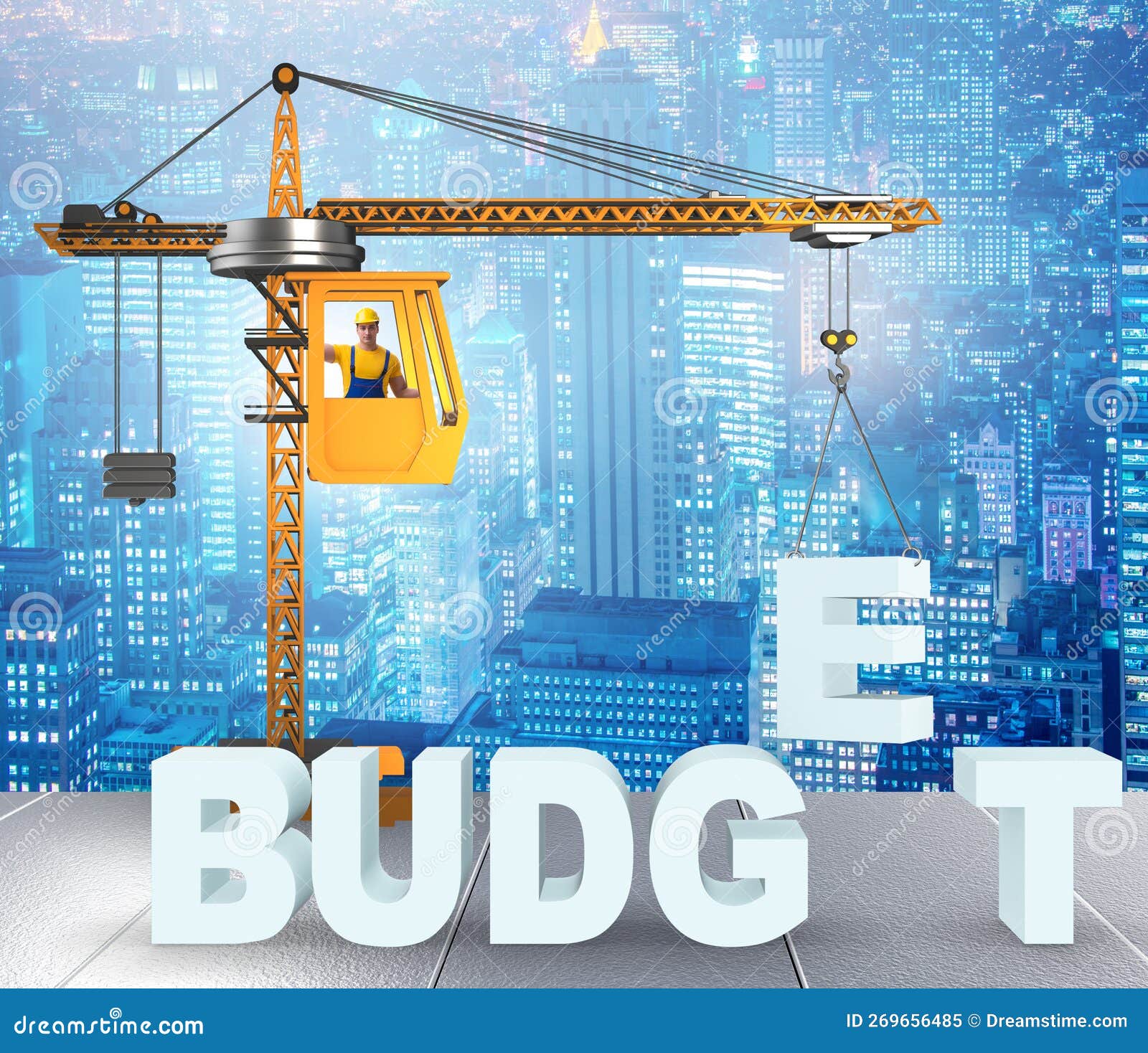 Crane Lifting Letter in Budgeting Concept Stock Image Image of hoist