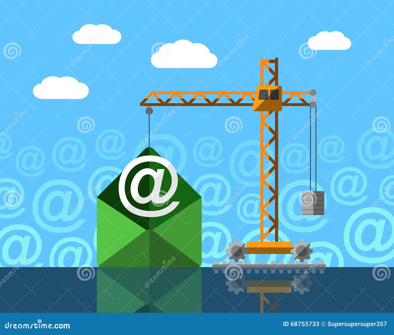 Crane Lifting Symbol From Mail Envelope Colorful Concept Stock Vector Illustration Of Open Letter 68755733