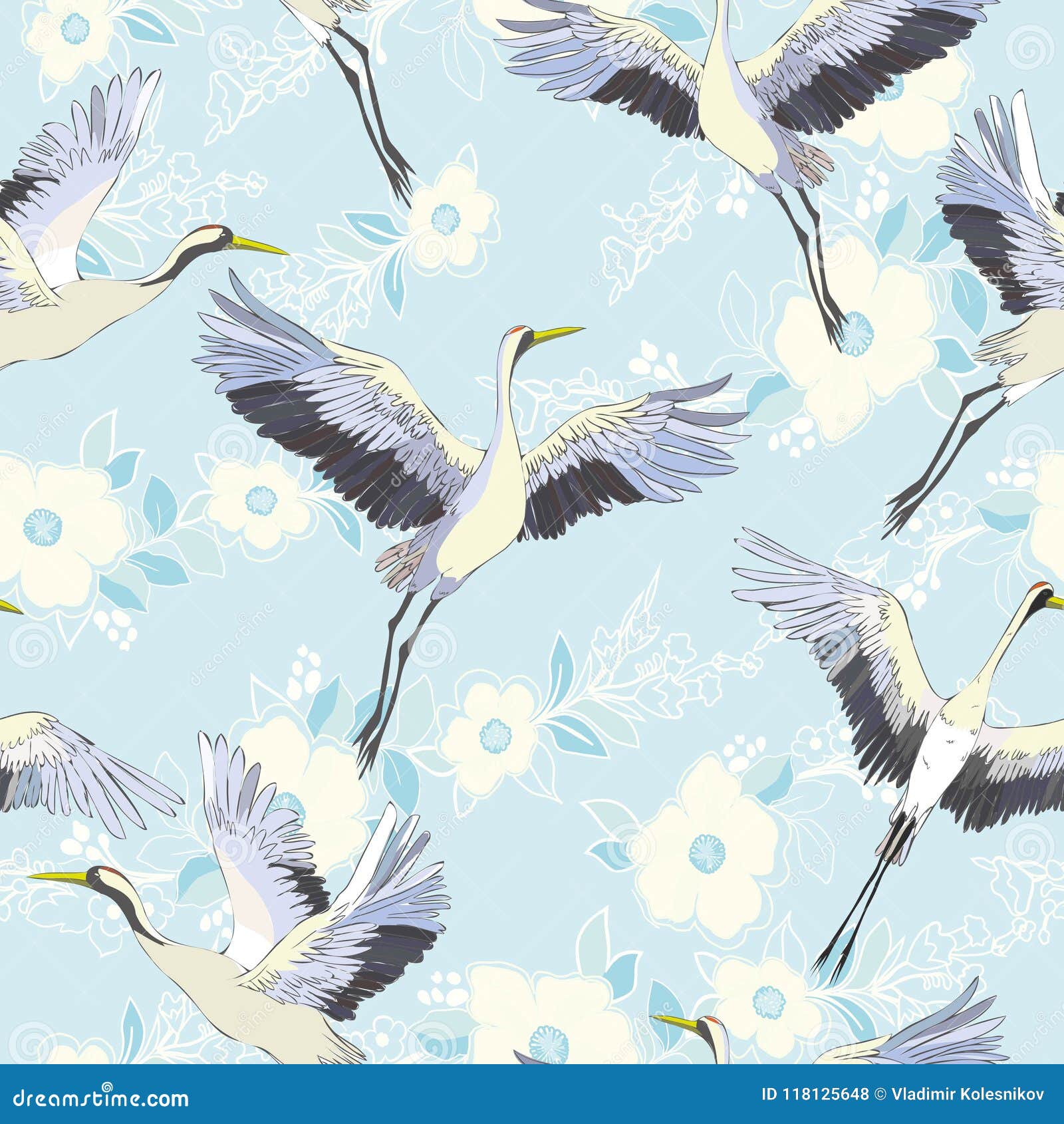 Crane, Pattern, Vector, Illustration Stock Vector - Illustration of ...