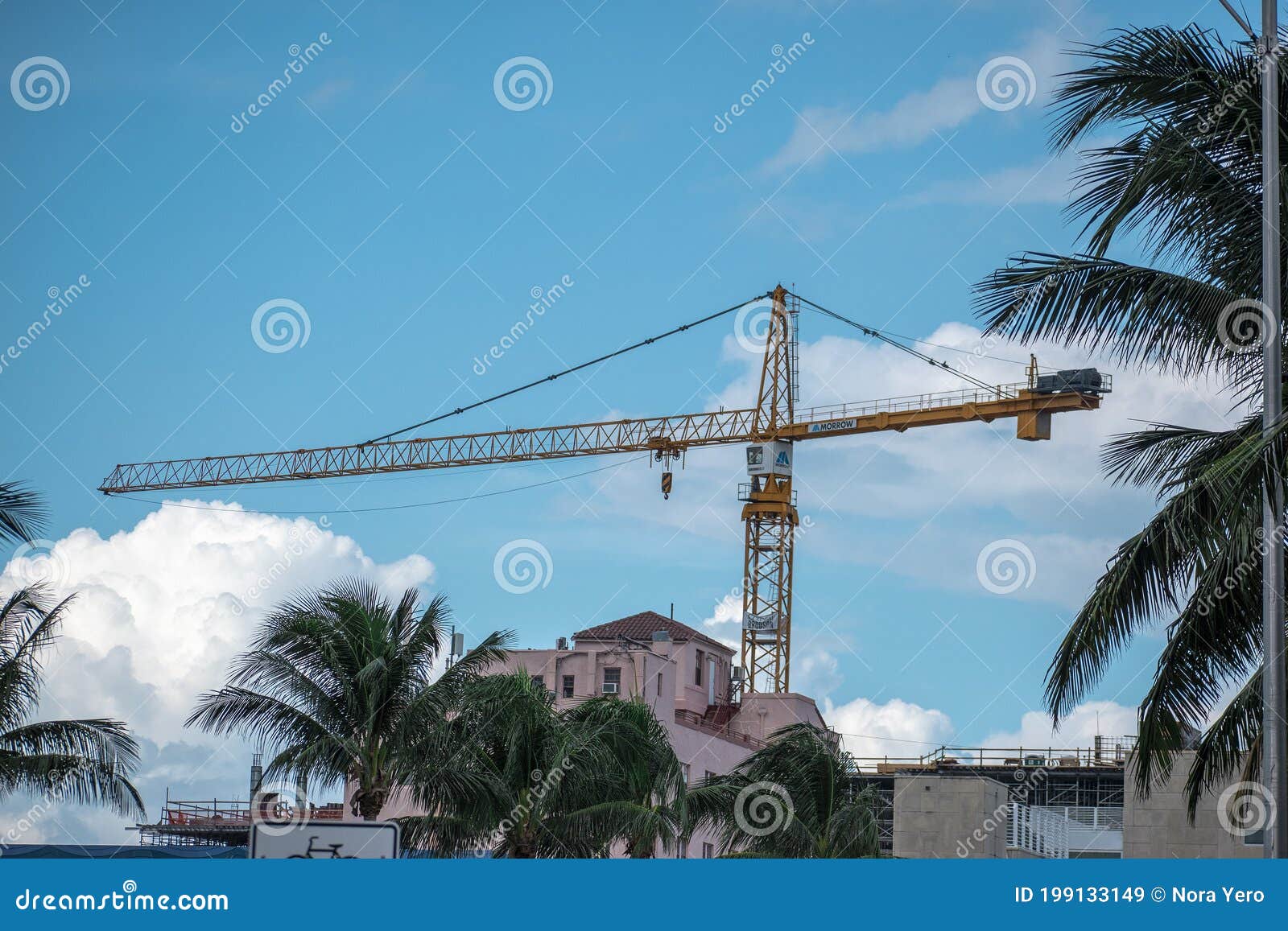 Crane in a Project of Miami Beach Stock Image Image of blue, build