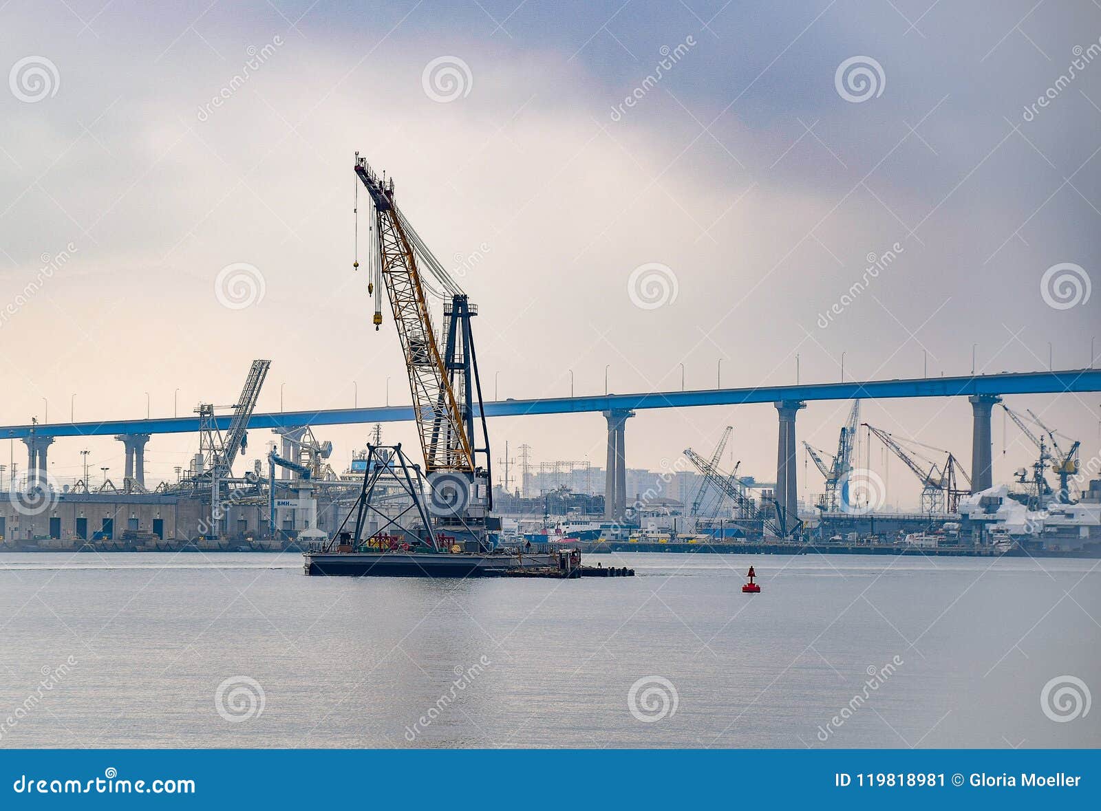 Crane Ship On The San Diego Bay Editorial Photo Image Of Mechanical