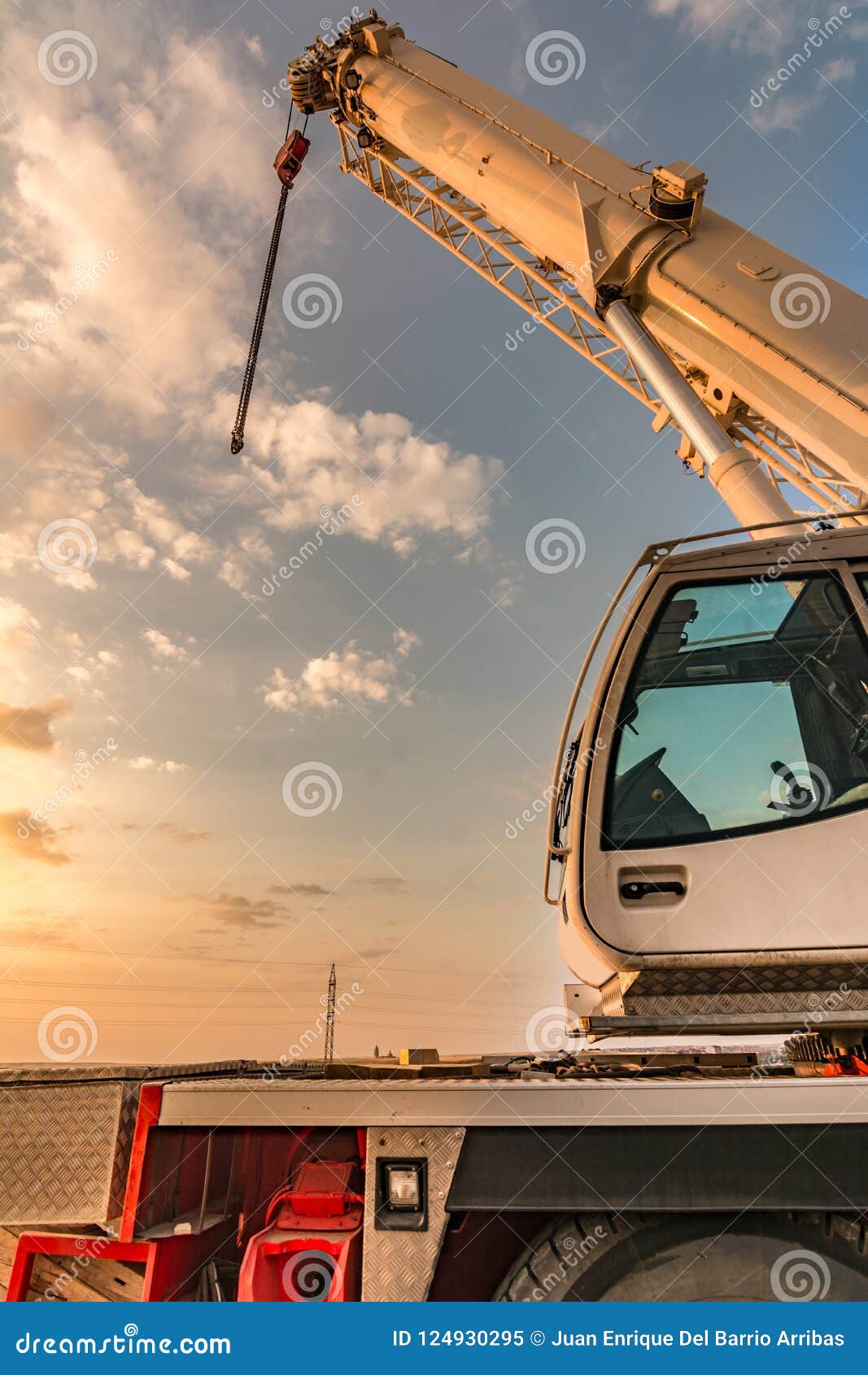 Crane Trucks in the Construction of a Bridge Stock Image Image of