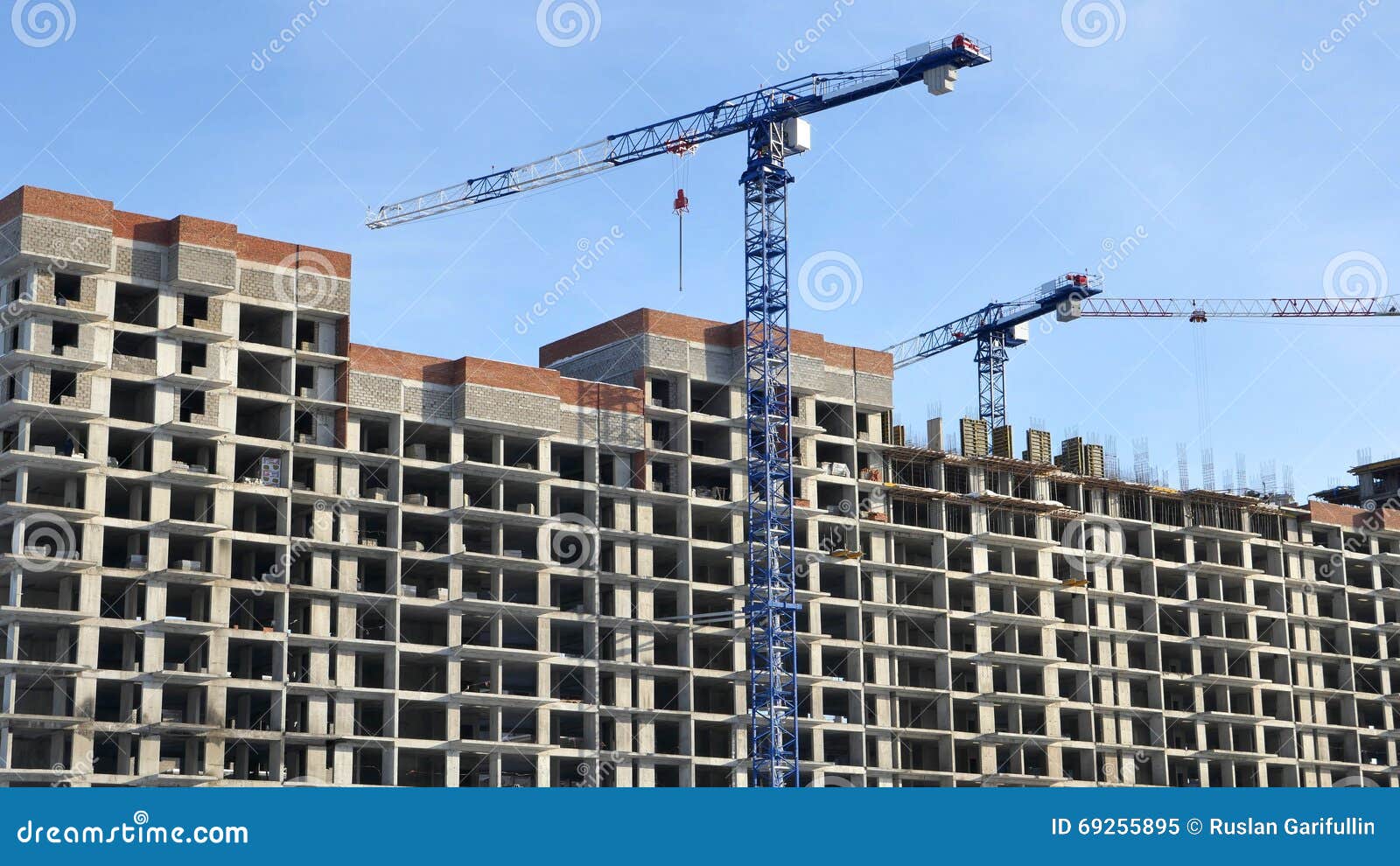 Cranes on an Apartment Building Stock Image Image of industry, crane